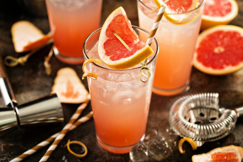 Grapefruit cocktail in tall glasses